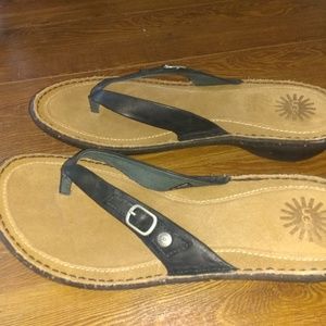 Ugg sandals black leather